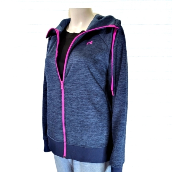 Under Armour ColdGear Jacket Full Zip in Heather Blue Size Medium - Picture 2 of 8